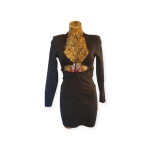 Boohoo little black dress mini open tie front Size 2